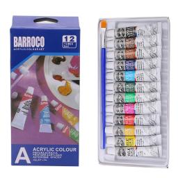 Conjunto profissional de tintas acrílicas, tubos pintados à mão, artista desenhar pintura pigmento, escova livre, 6 ml, 12 cores - Image 1