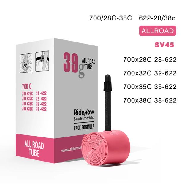 RideNow Tubo Interno Ultraleve para Bicicleta 700C TPU 700 18-32mm Válvula Francesa 45/65/85mm