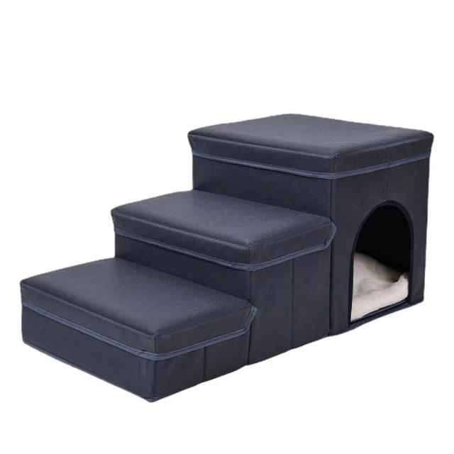 Escada Dobrável para Animais de Estimação com Caixa de Armazenamento - Prática e Portátil para Cães e Sofás