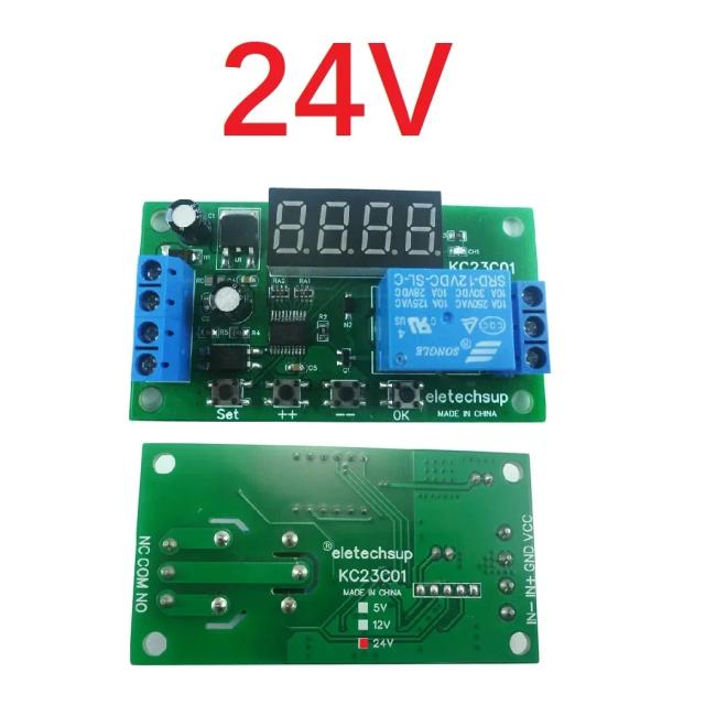 Interruptor Multifunções com Pulso Contador e Temporizador Ajustável para Relé Módulo PLC KC23C01 DC 5V, 12V e 24V