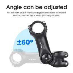 Bicicleta ajustável guiador Stem, Variável ± 60/30 ° Grau Riser Ângulo, MTB Road Bike, Frente Fork Adapter, 25.4mm, 31.8mm - Image 5