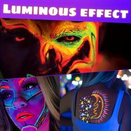 Tinta fluorescente de néon para rosto e corpo, pintura UV brilho para festa de Halloween, maquiagem cosplay para crianças, arte corporal, festival - Image 4