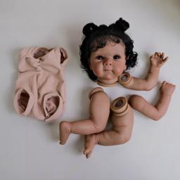 Npk 18 polegadas já pintado pele escura bettie peças de boneca reborn realista bebê pintura 3d com veias visíveis corpo de pano incluído - Image 4