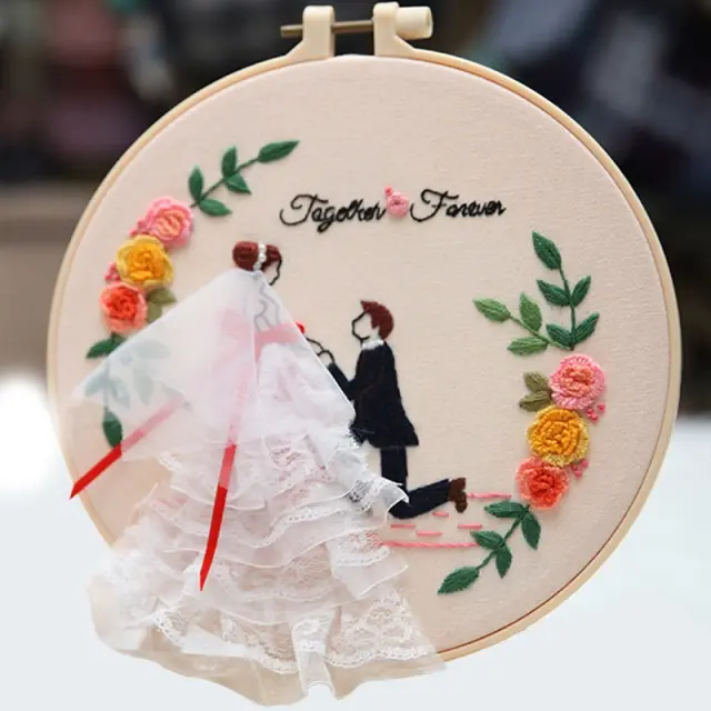 Kit de Bordado Hoop com Flores: Ponto Cruz para Iniciantes em DIY e Costura Decorativa
