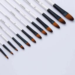 12pçs kit de ponta plana e acrílica a óleo, caneta, materiais de arte, pincéis de pintura em aquarela, pincel para pincéis de pintura de nylon - Image 3