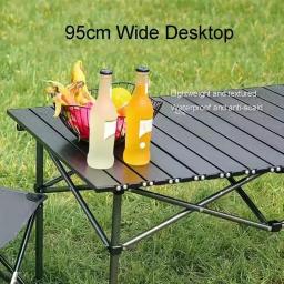 Mesa de acampamento de piquenique portátil, mesa dobrável ao ar livre, leve com bolsa de transporte fácil para viagens autónomas, mesa comprida de rolo de ovo - Image 6