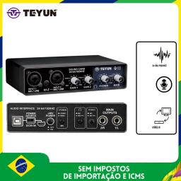 TEYUN-Profissional USB Interface De Áudio, Placa De Som Com Monitor, Gravação De Guitarra Elétrica, 48V Phantom Power Mixer De Som, Q-22 - Image 1