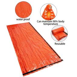 Saco de dormir portátil à prova d'água para sobrevivência de emergência, equipamento de acampamento edc ao ar livre, saco térmico, kit de primeiros socorros, cobertor mylar - Image 3