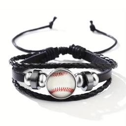 Bracelete ajustável do botão instantâneo do vidro, couro tecido, futebol, basquetebol, basebol, esporte - Image 4
