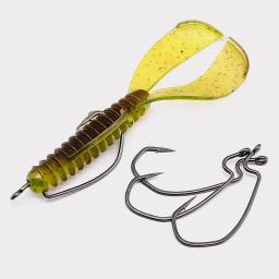 Ganchos de minhoca ewg, 9km, 25 ~ 100 peças, gancho de baixo com curvatura em v, gancho de pesca de lacuna larga, não offset para água salgada e equipamento de táxis de água doce - Image 5