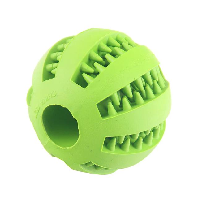 Bola de Brinquedo Interativa para Cães Pequenos com Elasticidade, Limpeza Dental e Compartimento para Ração - 5cm