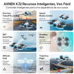 AXNEN XJ2 Mini Drone com Câmera HD Dupla FPV, Quadricóptero Dobrável RC para Crianças Adolescentes Iniciantes, Motor Brushless, Altitude Hold, Decolagem com Um Toque, Presente Ideal com Protetor - Image 5