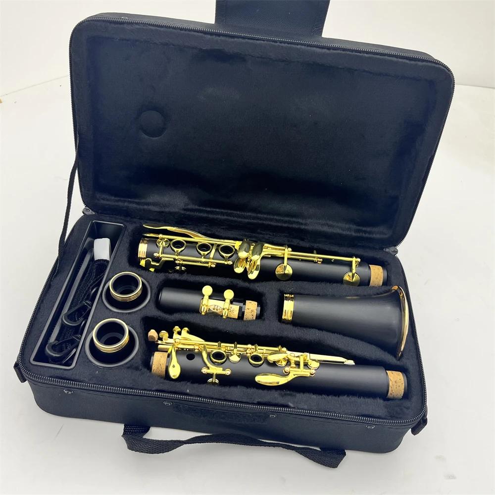 Imagens reais clarinete baquelite madeira-vento gota b 17 chaves instrumento musical profissional com caso frete grátis - Image 1