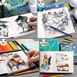 80 folhas de desenho esboço caderno encadernação esboçar almofada papel branco planejador viajantes diários livro nota van gogh bloco de notas - Image 2