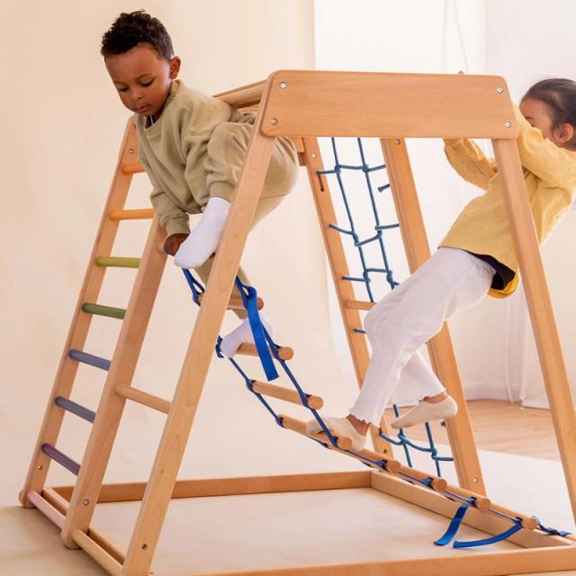 Escada de Corda Infantil para Escalada em Casa com Moldura de Madeira Macia