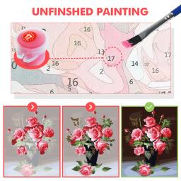 Flores ilusionas diy pintura por números kit tintas acrílicas 50*70 pintura em tela artesanal crianças atacado desenho de parede - Image 3