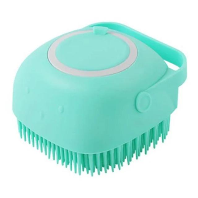 Escova de Banho para Pets em Silicone com Dispenser de Shampoo e Massageador Suave para Cães e Gatos, 2 em 1 para Limpeza Profunda