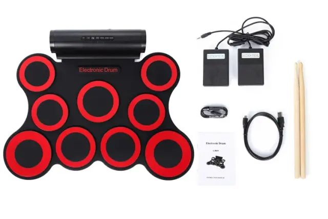 Almofada de Percussão para Bateria Eletrônica com Conjunto MIDI e Amplificador para Instrumentos Musicais