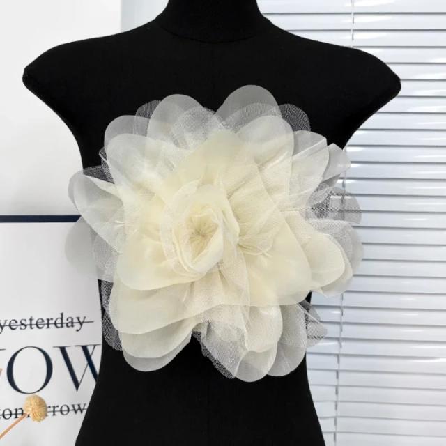 Broche de Flor Grande de Tecido Artesanal para Mulheres - Alfinete de Lapela, Corsage, Acessório de Casamento com Design de Coruja, 27cm