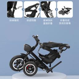 3 em 1 assento rotatable triciclo dobrável três rodas carrinho de bebê das crianças bicicleta com música para 1-6 anos de idade - Image 4