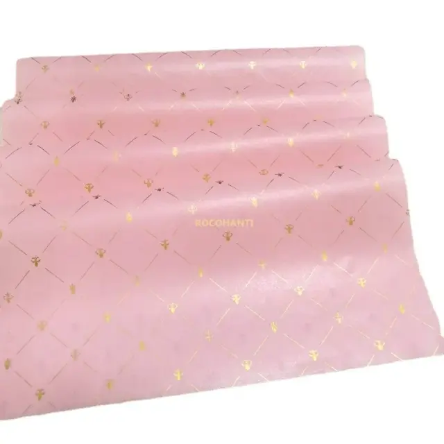Papel de Embrulho de Seda Rosa com Logotipo Personalizado para Roupas - 100 Folhas de Impressão 17gsm