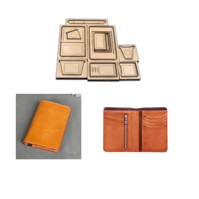 Conjunto de Ferramentas para Artesanato em Couro: 9 Peças para Corte e Molde de Carteira e Titular de Cartão - 10x14x2 cm