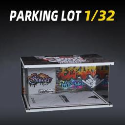 Diorama 1 32 garagem para modelo de carro fundido, vitrine de brinquedo, modelo de estacionamento em pvc, simulação de cenário de espaço de estacionamento em miniatura - Image 6