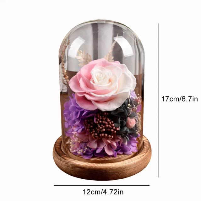 Flores Eternas Rosa em Cúpula de Vidro: Presente Perfeito para o Dia dos Namorados e Aniversários