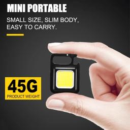 Cob led mini lanterna super brilhante edc chaveiro luz de emergência ao ar livre acampamento bolso lâmpada com cauda ímã saca-rolhas - Image 5