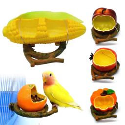 Alimentador de pássaros e papagaios em forma de frutas, tigela de comida e água romã laranja, recipiente para gaiolas de gaiola, 1pc - Image 1