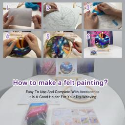 Flores Agulha Feltro Starter Kits, DIY Pintura Lã, Artesanato Handwork, Agulha Felting Kits com moldura, Presente Almofada de Espuma - Image 5