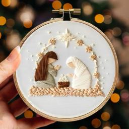 Conjunto de ponto cruz de natal inclui aro de bordado fios de pano de bordado artesanal kit de artesanato de arte de costura para iniciantes adultos - Image 3