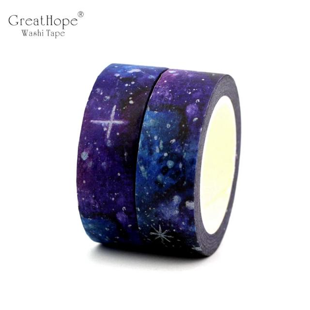 Fita Adesiva Céu Estrelado para Scrapbooking - 1,5 cm x 10 m, Decoração Criativa para Papel DIY e Material Escolar