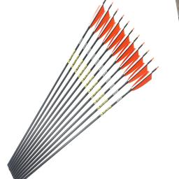 12 pçs 100% puro seta de carbono spine300 340 400 500 id6.2mm 5 "turquia flexching 100gr ponta campo tradicional arco e flecha - Image 2