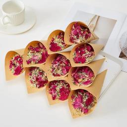 Cones de confete personalizados para casamento, bandeja de flores secas, suporte de pétalas, cone de papel, decoração de festa, bandeja de pétalas 100% naturais - Image 2
