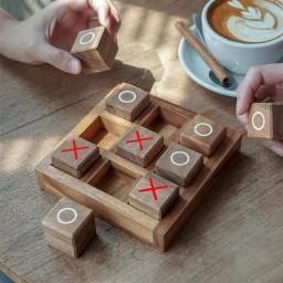 Tic tac toe de madeira clássico mesa estratégia jogos de tabuleiro cérebro teasers diversão lógica desafios família presentes viagem para crianças adultos - Image 6