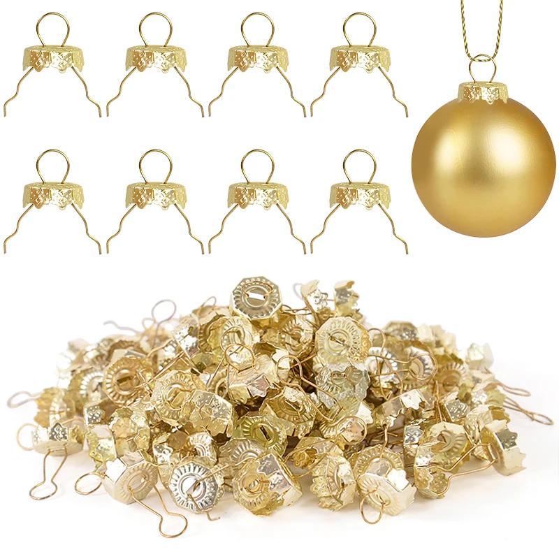 50/100 pçs redondo bolas de natal bonés bola de natal pendurado ornamentos tampa de metal removível pingentes de árvore de natal decoração de casa ano novo - Image 1