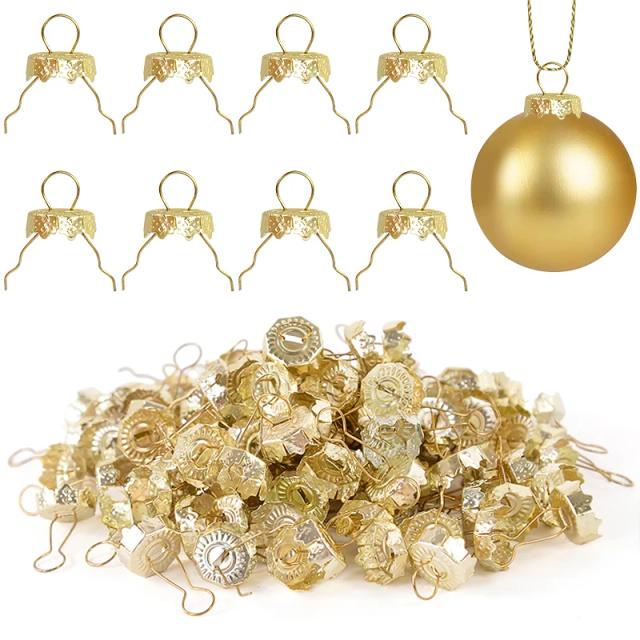 Conjunto de 50/100 Bolas de Natal Redondas com Tampa de Metal Removível para Decoração de Árvore e Casa no Ano Novo