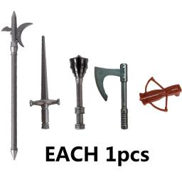 Armas Medievais do Soldado Militar para Menino, Mini Bloco de Construção, Espada, Axe, Capacete, Arco, Flecha, Rei, Acessórios Figure, Presente Toy, K013 - Image 3