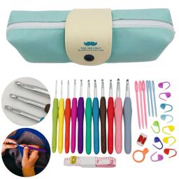 Ganchos coloridos de crochê com estojo, Kit de agulhas de tricô, alça ergonômica, presentes para mamãe e vovó - Image 6