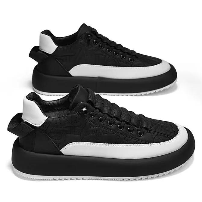 Sapatos de plataforma de corrida de couro confortável ao ar livre tênis masculino esportes deslizamento-on boa qualidade sapatos de skate para homem - Image 1