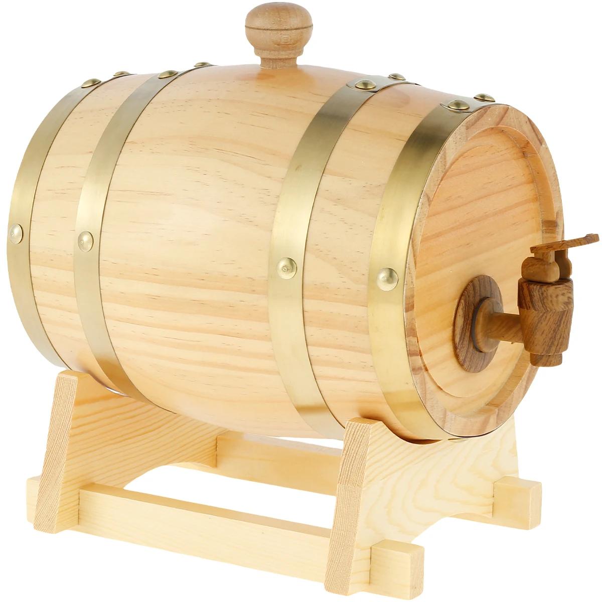 Barril De Vinho De Madeira Com Torneira, Barril De Cerveja De Madeira De Pinho, Selagem De Barril De Uísque Dispenser, Balde De Armazenamento De Brandy, 1.5L - Image 1