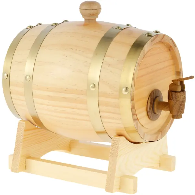 Barril de Madeira Multiuso com Torneira para Vinho, Cerveja e Uísque - Capacidade de 1.5L