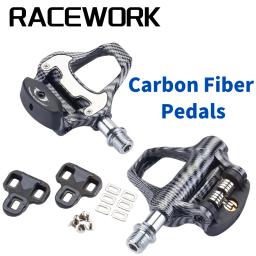 RACEWORK-Pedais De Bicicleta De Fibra De Carbono Com Rolamentos, Sistema De Bloqueio, Peças De Ciclismo Ultra Leves, LOOKKeo, SPD - Image 1