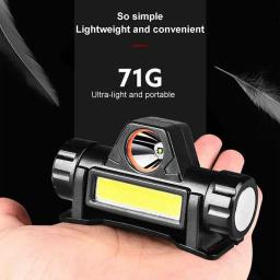Farol de LED recarregável, Lanterna para adultos, Lâmpadas principais com base magnética - Image 3
