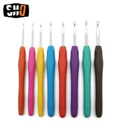 Agulhas de Crochet de alumínio com borracha macia colorida, agulhas de tricô de silicone, alças almofadadas, 2-10mm, 2024 - Image 2