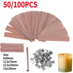 50 pces vela pavio de madeira para velas forma de cera de soja ou palma para vela que faz fontes 13/12.5/8mm diy velas que fazem mechas de madeira - Image 1
