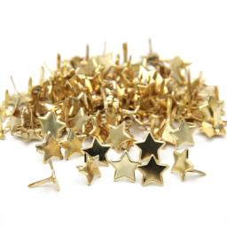 100 pces mini prendedores de ouro prendedor de papel estrela-forma cabeça dividir pinos 0.39x0.51in para diy scrapbooking artesanato de papel - Image 1