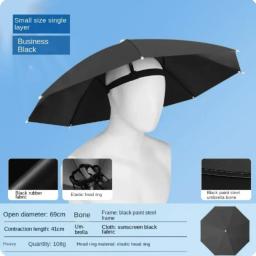 Cabeça vestindo chapéu guarda-chuva dobrável para proteção solar proteção contra chuva pesca esportes ao ar livre ciclismo proteção solar guarda-chuva chapéu - Image 1
