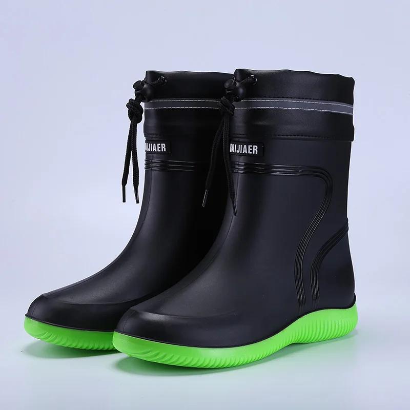 Botas de chuva de alta qualidade para homens e mulheres, impermeáveis e impermeáveis, com comprimento curto e médio de bezerro, botas de borracha antiderrapante - Image 1